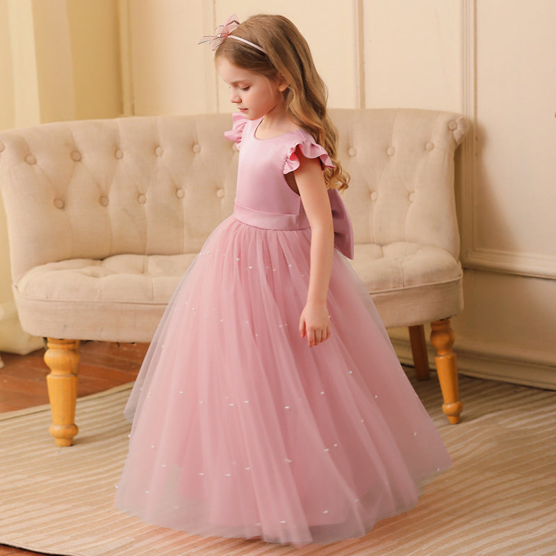 Flower Girl Dresses Sleeveless Lace Applique Fluffy Kids Evening Gowns For Wedding Party Dresses