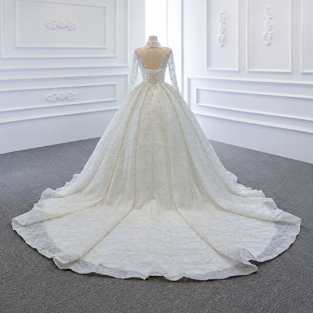 ChicSew Luxurious High Neck Beaded Ball Gown Wedding Dress
