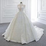 ChicSew Luxurious High Neck Beaded Ball Gown Wedding Dress
