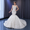 ChicSew Sparkly Mermaid Spaghetti Straps Lace Applique Ball Gown Wedding Dress