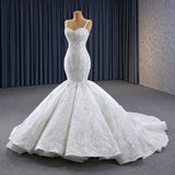 ChicSew Sparkly Mermaid Spaghetti Straps Lace Applique Ball Gown Wedding Dress