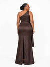 ChicSew Unique One Shoulder Ruched Soft Satin Mermaid Floor-Length Bridesmaid Dresses