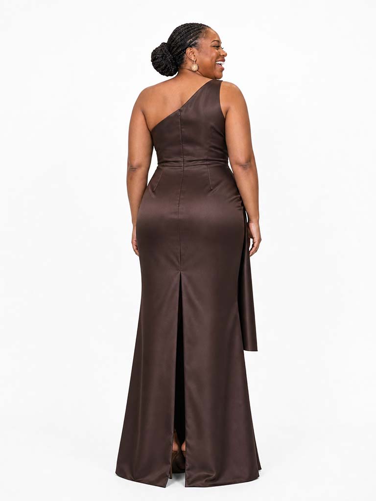 ChicSew Unique One Shoulder Ruched Soft Satin Mermaid Floor-Length Bridesmaid Dresses
