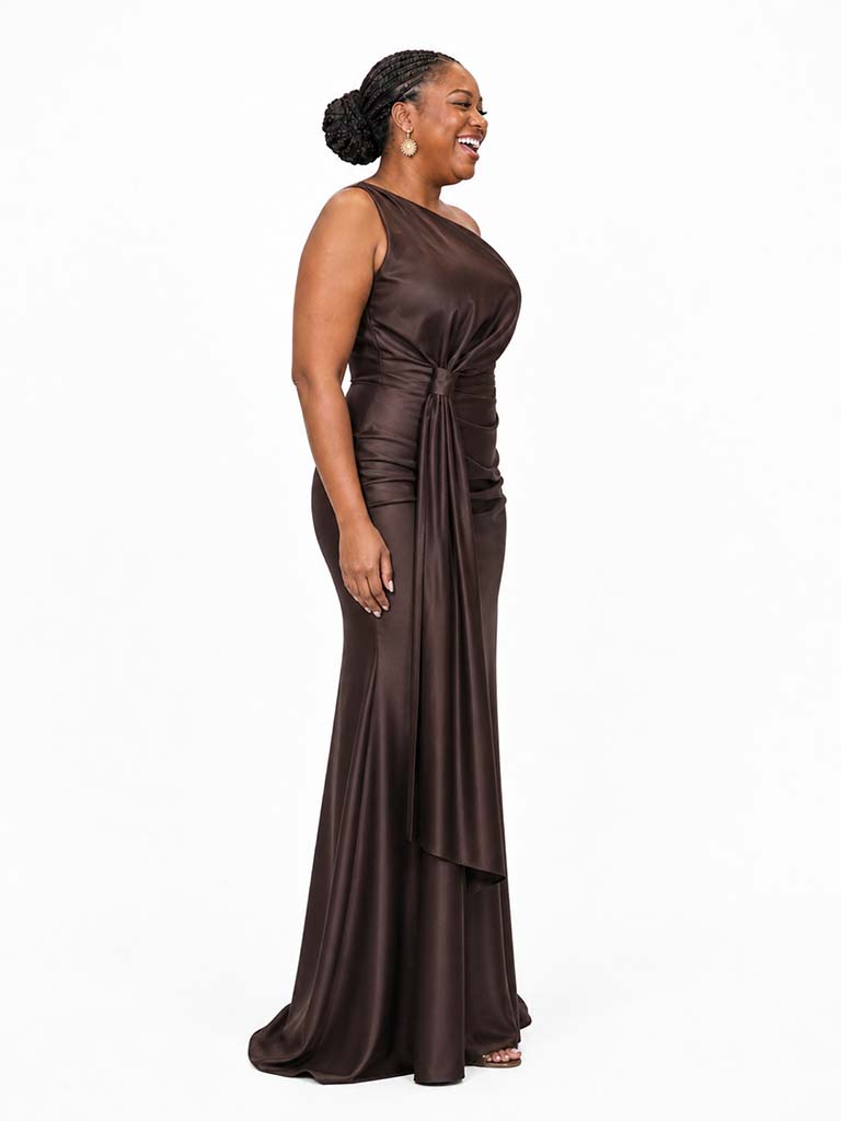 ChicSew Unique One Shoulder Ruched Soft Satin Mermaid Floor-Length Bridesmaid Dresses