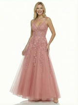Elegant Lace V-Neck A-line Long Evening Party Prom Dresses