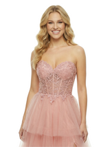 ChicSew Elegant Sweetheart Side Slit Corset Ruffles A-Line Chiffon Formal Ball Gown Prom Dress