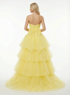 Elegant High Low Off Shoulder Tulle Ball Gown Prom Dresses