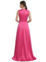 Classy Mother of The Bride Pantsuit OverskirtV-Neck Floor-Length Satin Modern Formal Wedding Guest Outfit for Moms