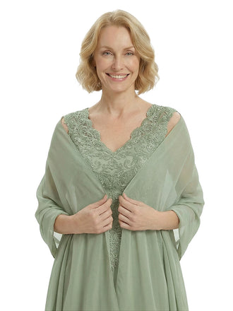 Elegant V-Neck Lace Applique Sleeveless A-Line Floor-Length Chiffon Mother Of The Bride Dress