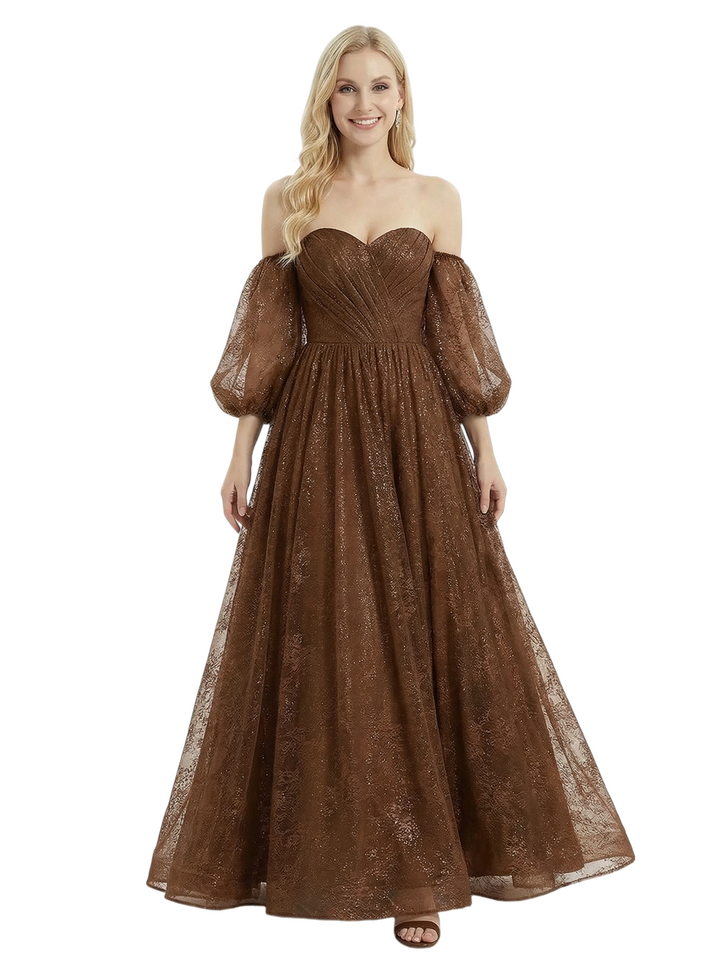 ChicSew Sweetheart Long Sleeves Tulle A-Line Formal Prom Dress