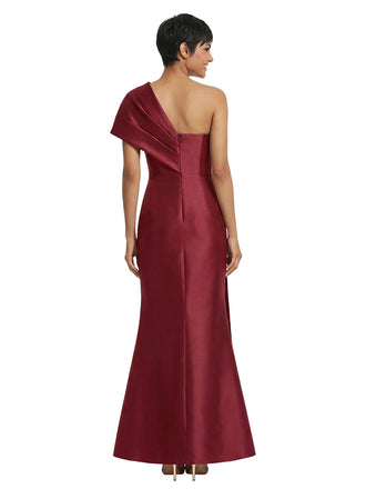 Unique One Shoulder Bow Detail Satin Mother Of The Bride Mermaid Gown