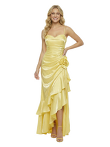 ChicSew Pretty Spaghetti Straps Ruched Ruffles Mermaid Satin Maxi Long Evening Gown