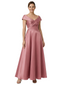 Chicsew Sophisticated Off Shoulder Sleeveless A-Line Satin Mother Of The Bride Dress