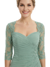 Chicsew Stunning Sweetheart Ruched Lace 3/4 Sleeves A-Line Chiffon Mother Of The Groom Dress