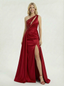 Elegant And Satin Sequin Off-shoulder A-Line Party Prom Dresses With Waist Drape