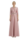 Chicsew Sophisticated 3/4 Sleeves Beaded A-Line Satin Mother Of The Bride Dress