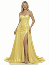 Elegent Metallic Strapless Sweetheart Side Slit Party Prom Dresses Overskirt