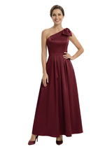 Chicsew Elegant One Shoulder A-Line Satin Mother Of The Bride Dress With Bow Knot