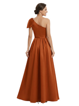 Chicsew Elegant One Shoulder A-Line Satin Mother Of The Bride Dress With Bow Knot