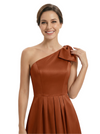 Chicsew Elegant One Shoulder A-Line Satin Mother Of The Bride Dress With Bow Knot