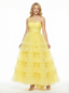 Elegant Tulle Lace Ruffles Off The Shoulder Ball Gown Prom Dress