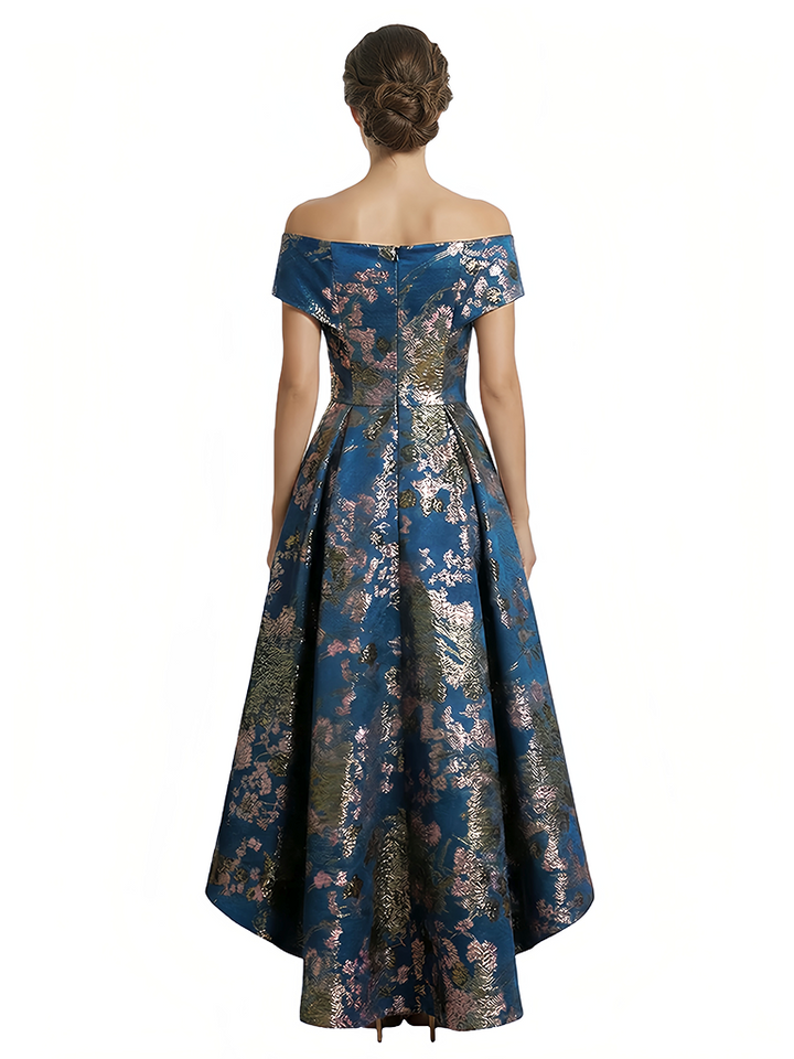 ChicSew Elegant Floral Off Shoulder A-Line High-Low Formal Evening Dresses