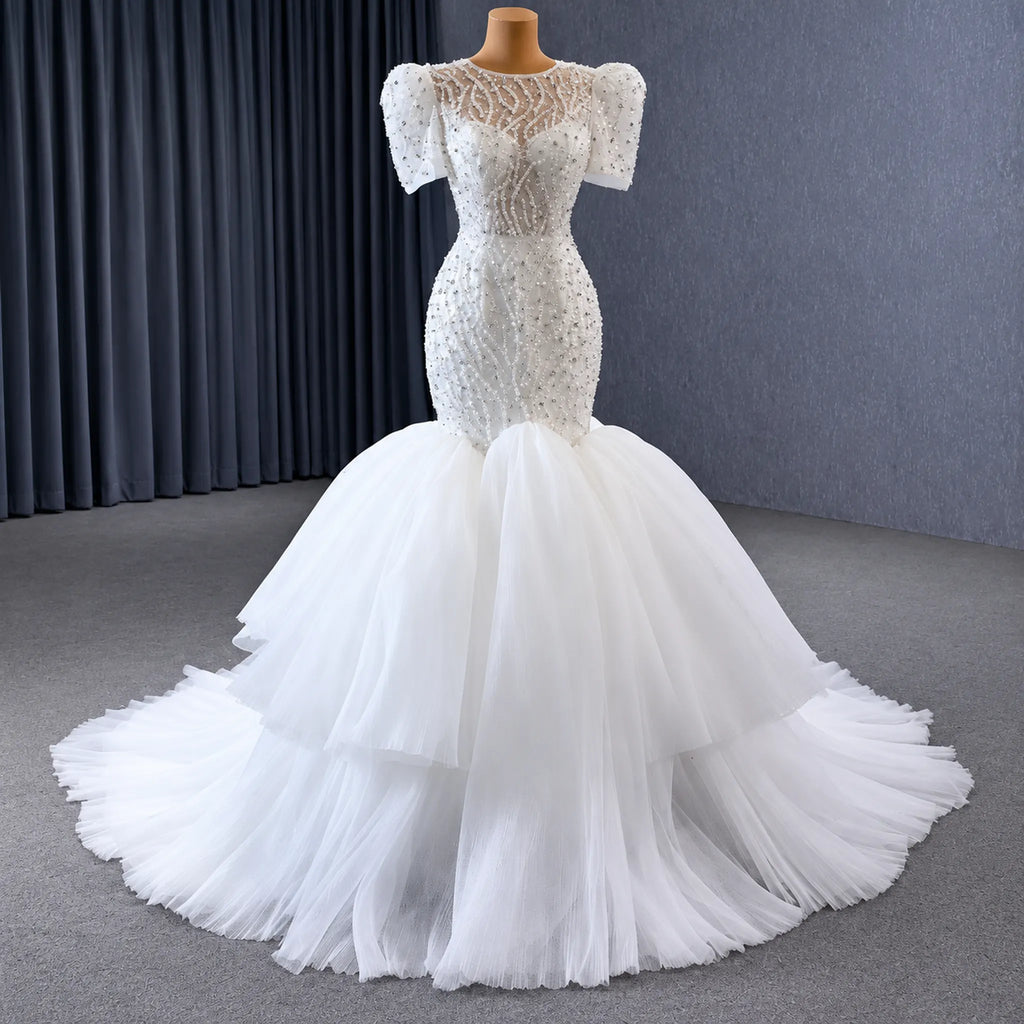 ChicSew Luxurious Illusion Beaded Ball Gown Wedding Dress