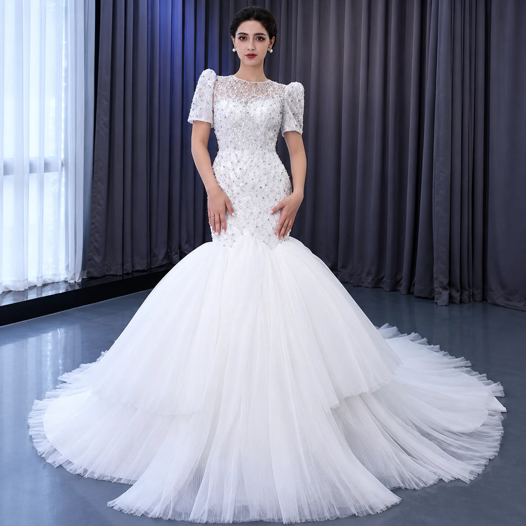 ChicSew Luxurious Illusion Beaded Ball Gown Wedding Dress
