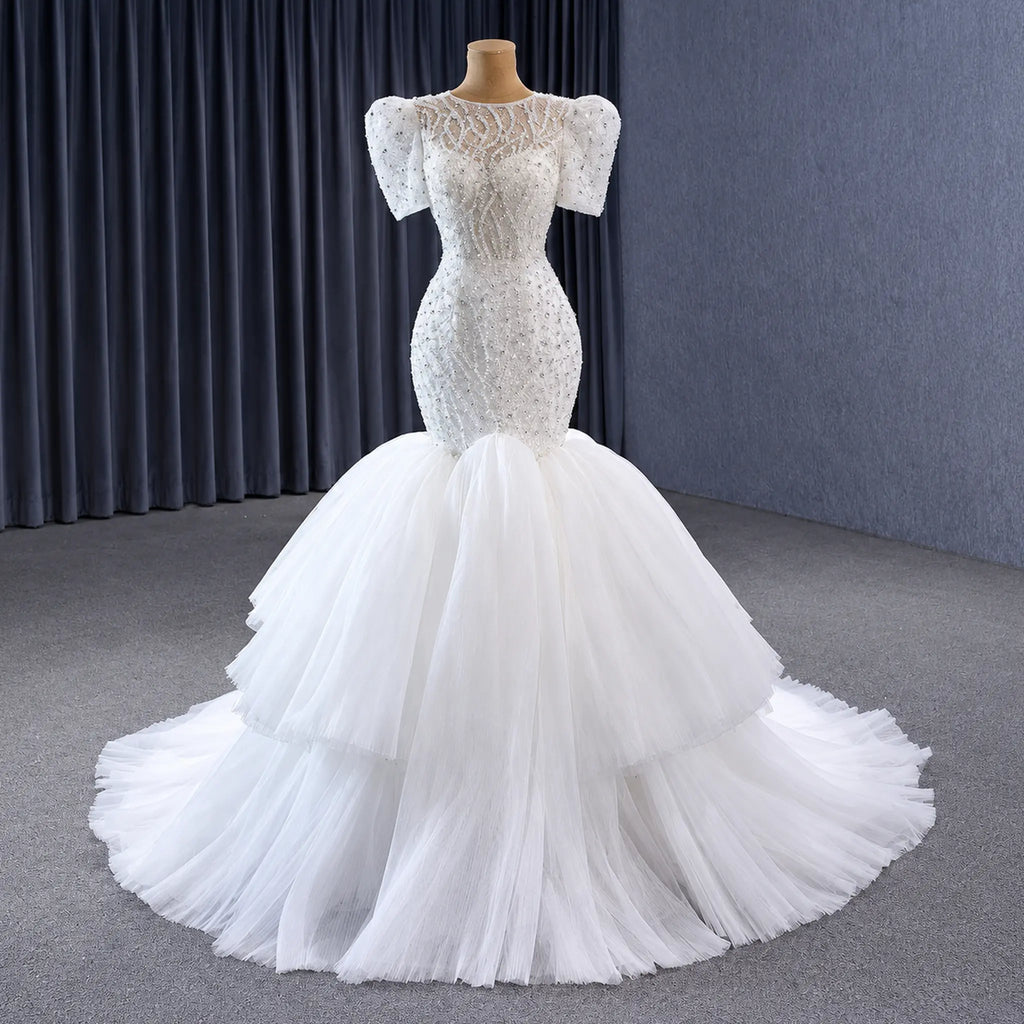 ChicSew Luxurious Illusion Beaded Ball Gown Wedding Dress