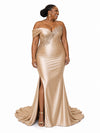 ChicSew Sexy One Shoulder Side Slit Mermaid Soft Satin Long Bridesmaid Dresses With Applique