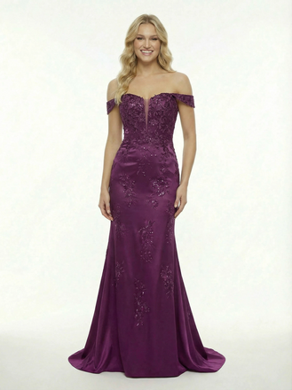 Classy Off the Shoulder Corset Lace Appliques Mermaid Party Prom Dress