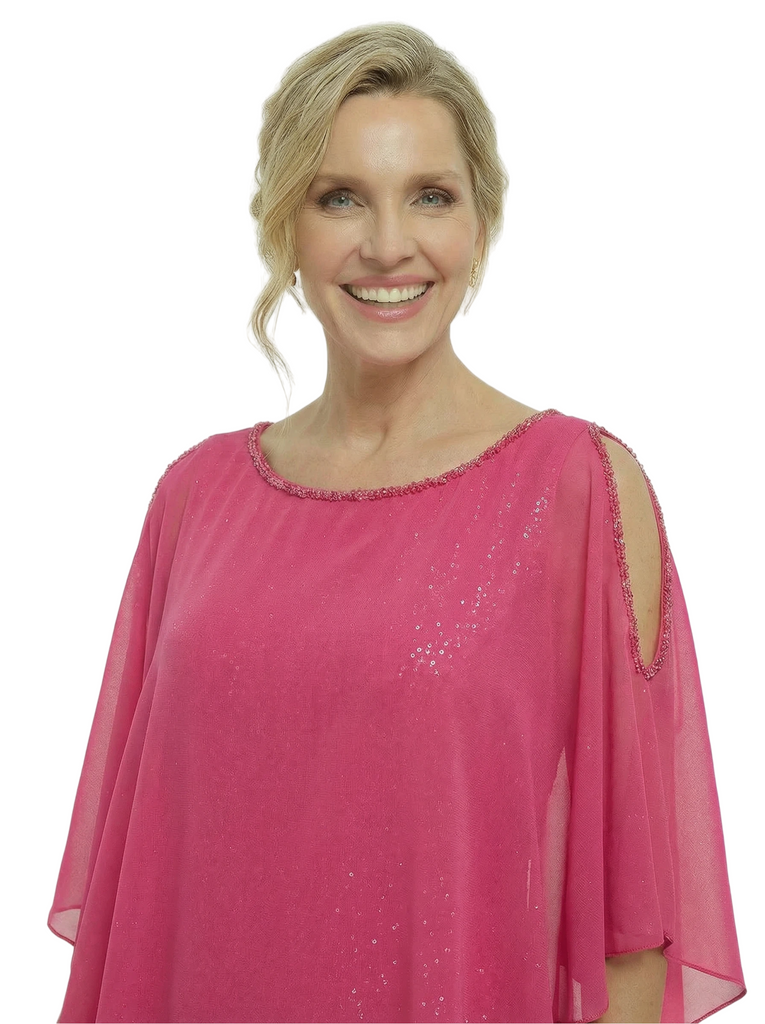 Chicsew Modern Sequin Mermaid Mother Of The Bride Dresses With Asymmetric Chiffon Capelet