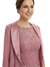 Chicsew Modern Knee-Length Lace Sheath Chiffon Mother Of The Groom Dress With Long Jacket