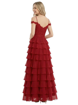 ChicSew Modern Ruffle Chiffon Cold Shoulder Formal Evening Prom Dress