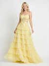 Strapless Sweetheart Corset Ruffle Tulle Ball Gown Prom Dresses