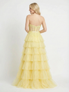 Strapless Sweetheart Corset Ruffle Tulle Ball Gown Prom Dresses