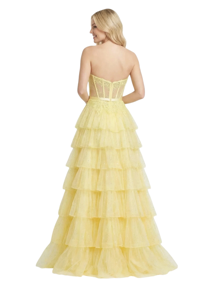 ChicSew Strapless Sweetheart Corset Ruffle Tulle Ball Gown Prom Dresses