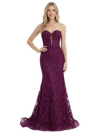 ChicSew Sexy Strapless Sweetheart Lace Mermaid Formal Evening Gown