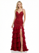 Beautiful Off The Shoulder Ruffle Lace Beaded Evening Dresses For Women