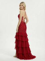 Beautiful Off The Shoulder Ruffle Lace Beaded Evening Dresses For Women