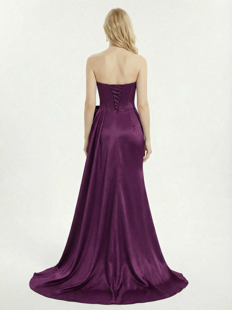 Elegant Strapless Satin Sweetheart Mermaid Corset Sexy Prom Dresses