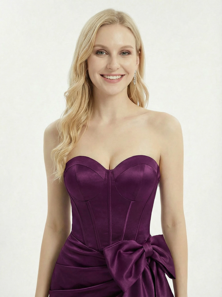 Elegant Strapless Satin Sweetheart Mermaid Corset Sexy Prom Dresses