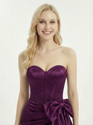 Elegant Strapless Satin Sweetheart Mermaid Corset Sexy Prom Dresses