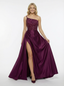 Sexy One Shoulder Sequin Beaded A-line Satin Formal Gown Side Slit