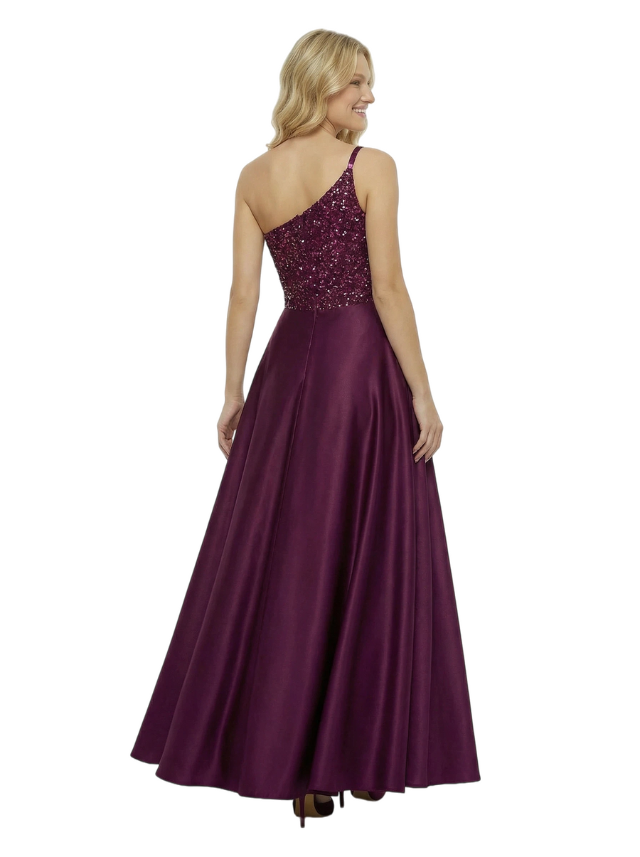 ChicSew Sexy One Shoulder Beaded A-line Satin Formal Gown Side Slit