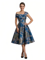 ChicSew Elegant Floral Asymmetric A-Line Ruched Knee-Length Formal Evening Dresses