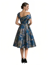 ChicSew Elegant Floral Asymmetric A-Line Ruched Knee-Length Formal Evening Dresses