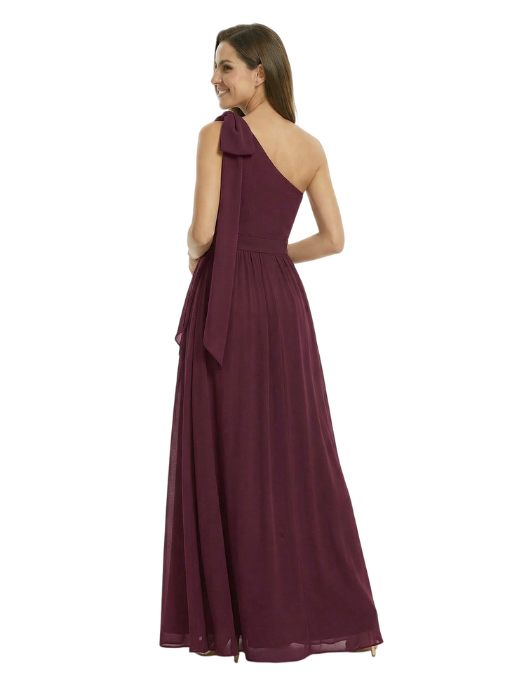 Modern One Shoulder Long Chiffon Mother of The Bride Dress Slit