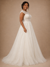 ChicSew Elegant Claasy Lace Tulle Round Neck A-Line Floor-Length Wedding Dress
