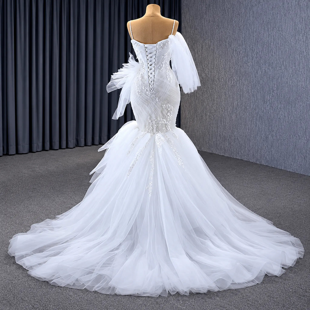 ChicSew Luxurious Spaghetti Straps Lace Appliques Ball Gown Wedding Dress